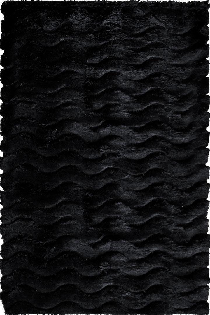 Super Shaggy Plain Rug 3630-Black-Black