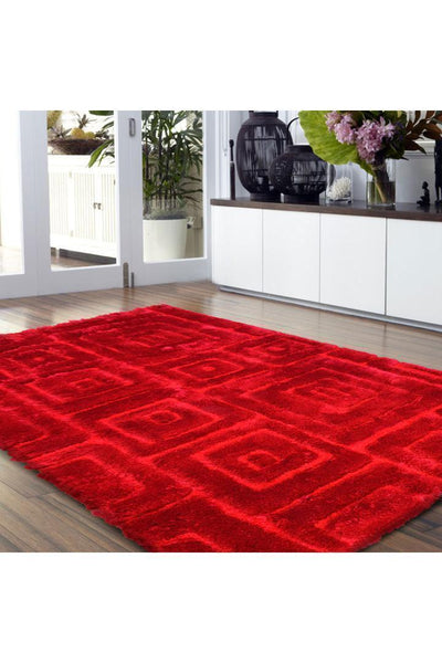 Super Shaggy Square Pattern Rug