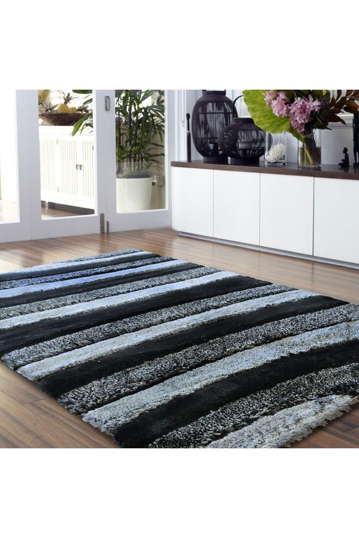 Super Shaggy Abstract Rug - 107 Black