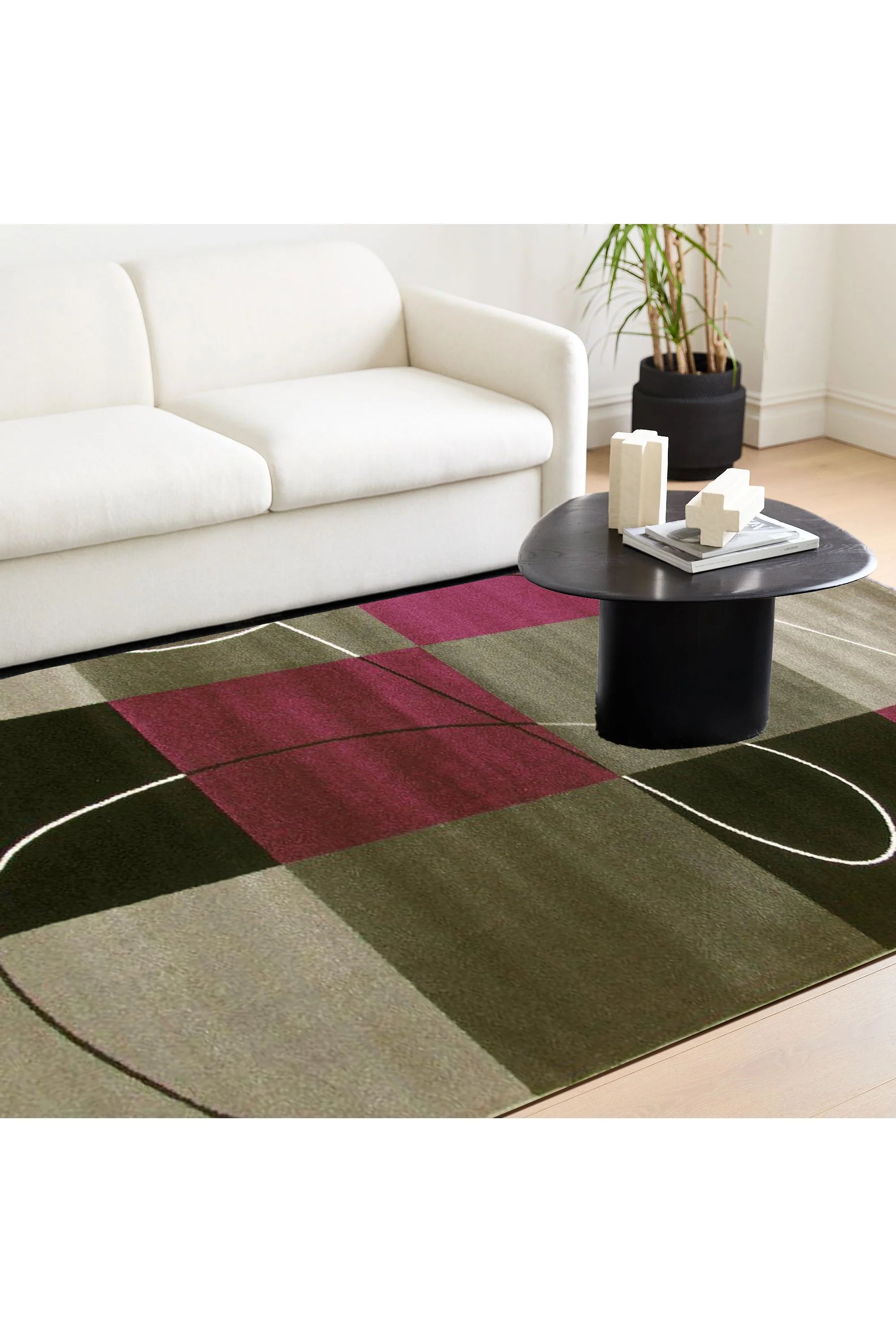 Surf Modern Square Pattern Rug 2580A-Black-Purple | Buy Rugs Online ...