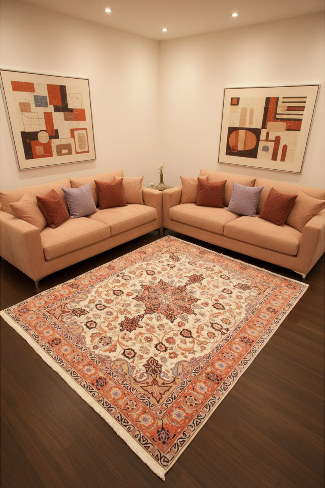 Tabriz Medallion Hand Knotted Wool & Silk Rug 198x155cm