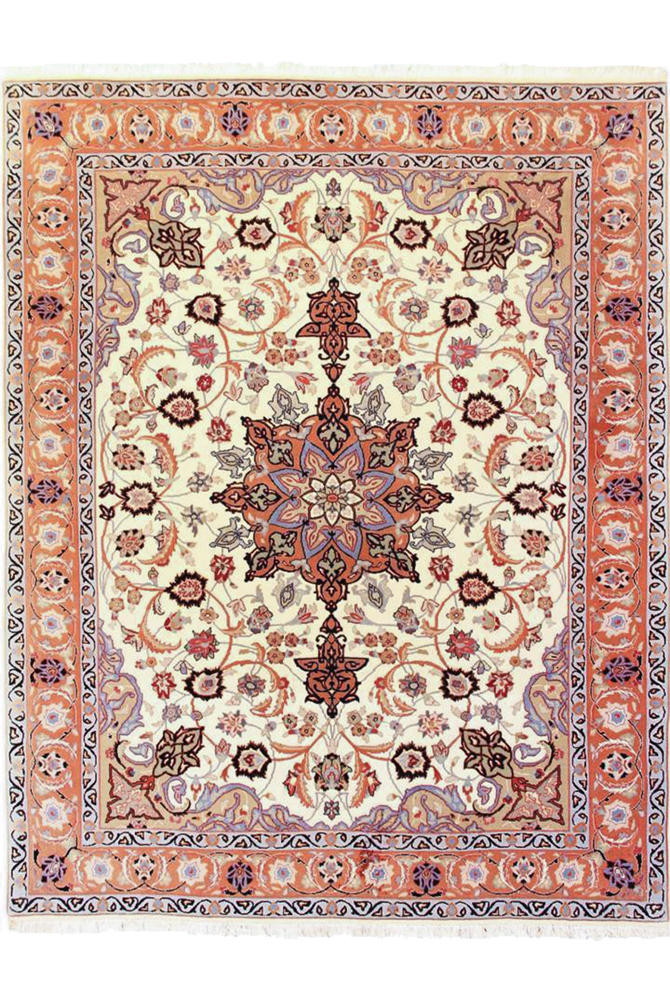 Tabriz Medallion Hand Knotted Wool & Silk Rug 198x155cm