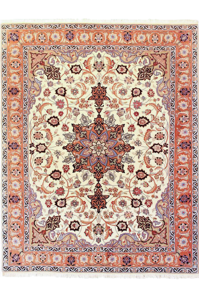 Tabriz Medallion Hand Knotted Wool & Silk Rug 198x155cm