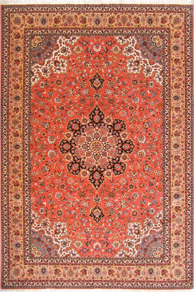 Tabriz Medallion Hand Knotted Wool & Silk Rug 307x206 cm