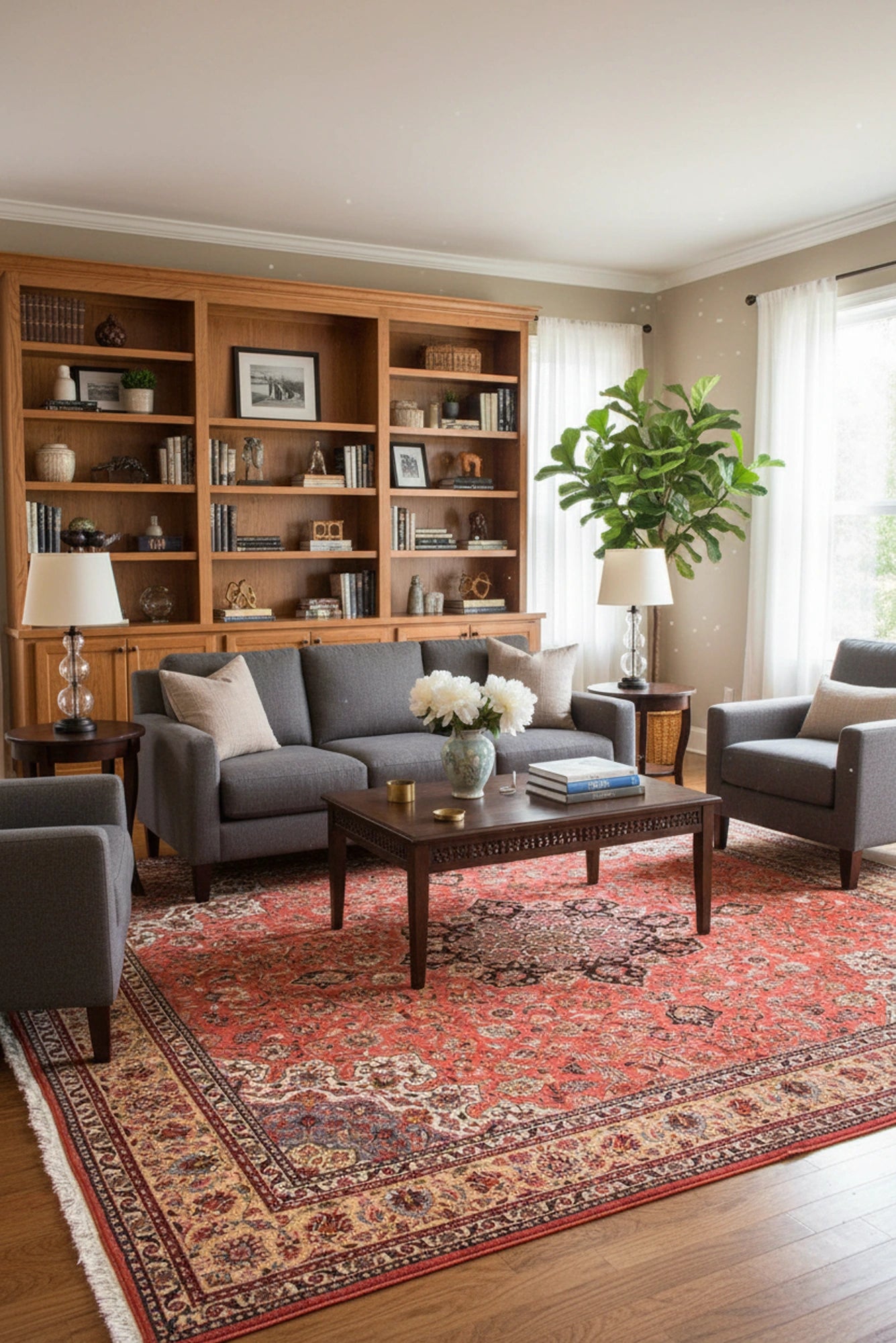 Tabriz Medallion Hand Knotted Wool & Silk Rug 307x206 cm