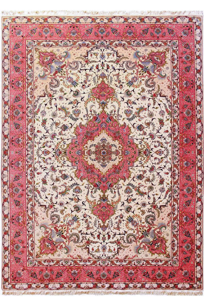 Tabriz Medallion Hand Knotted Wool & Silk Rug 350x250cm