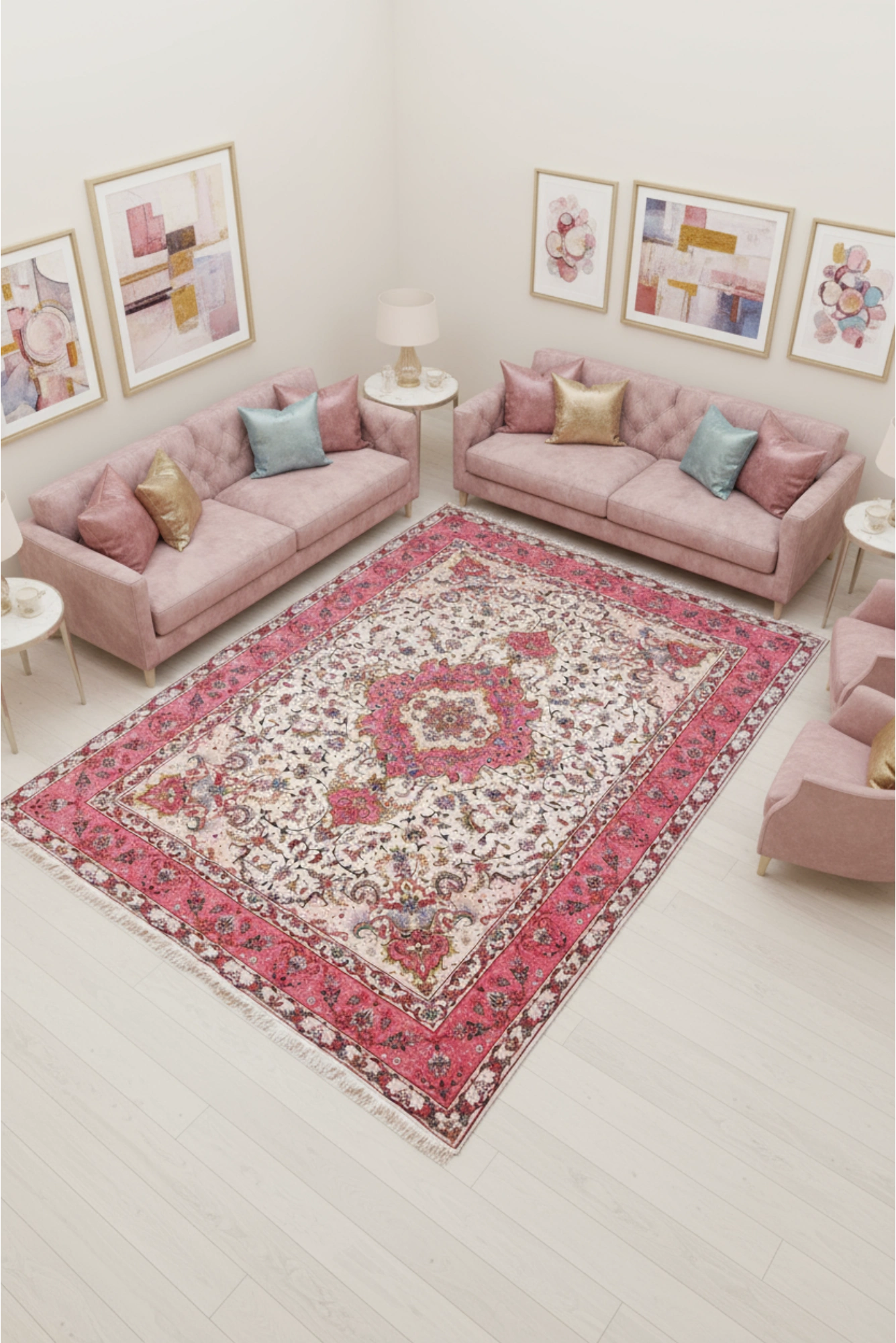 Tabriz Medallion Hand Knotted Wool & Silk Rug 350x250cm