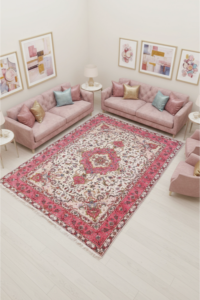Tabriz Medallion Hand Knotted Wool & Silk Rug 350x250cm