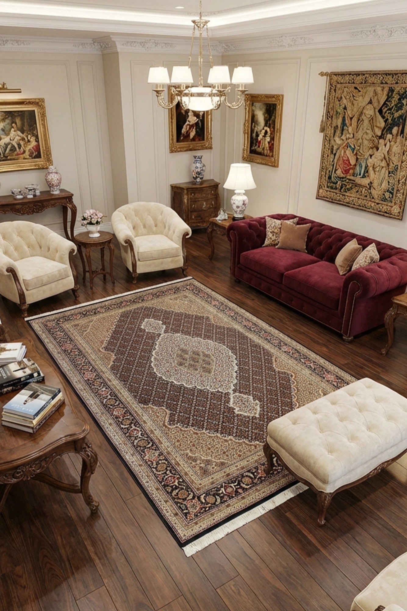 Tabriz Mehdi Wool Hand Knotted Rug 242x171 cm