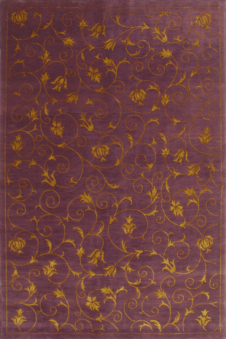 Tibetan 120 Lines Floral Hand Knotted Wool & Silk Rug 275 x 185cm