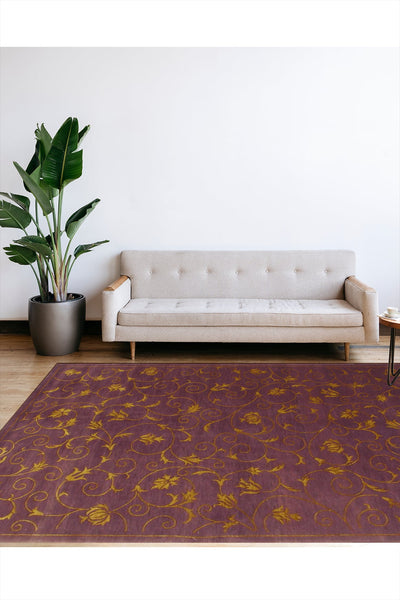 Tibetan 120 Lines Floral Hand Knotted Wool & Silk Rug 275 x 185cm