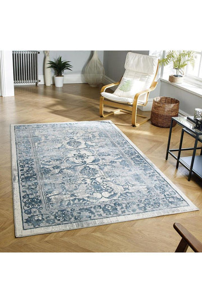 Toronto Contemporary Floral Rug - 103 Blue