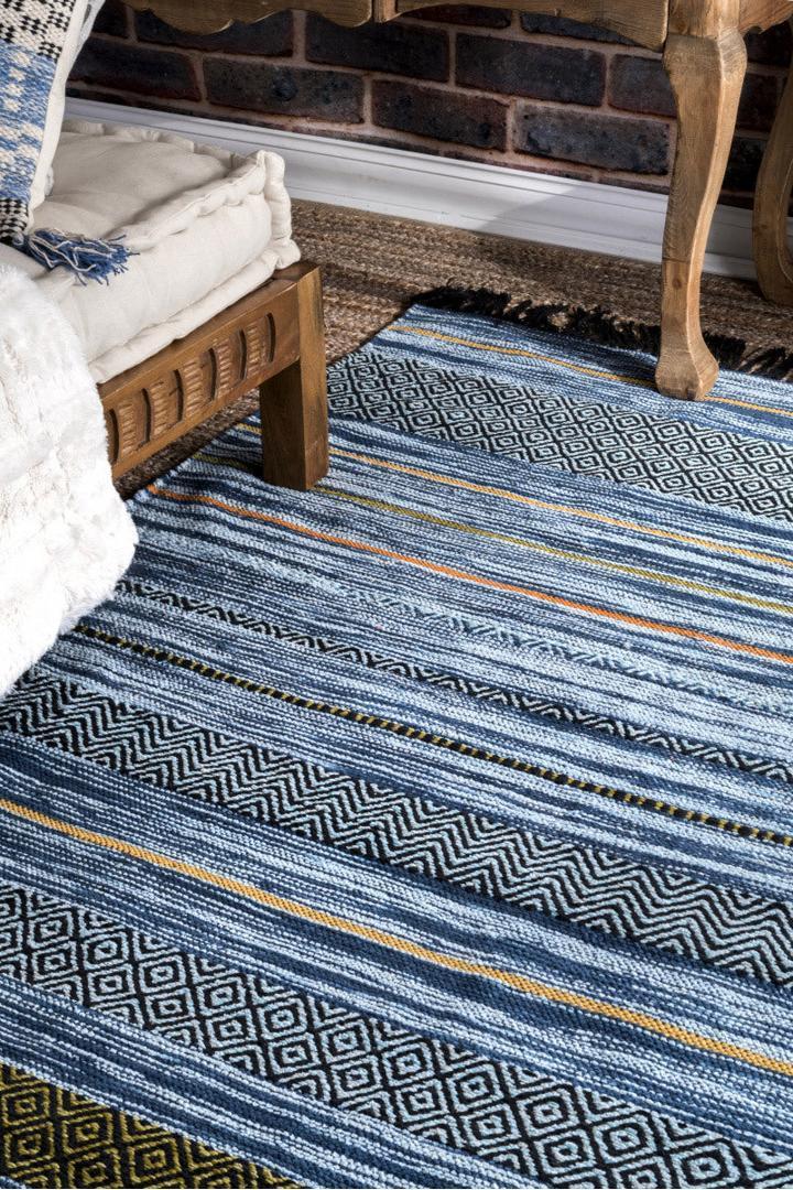 Tribal Chenille Rug - 102 Blue