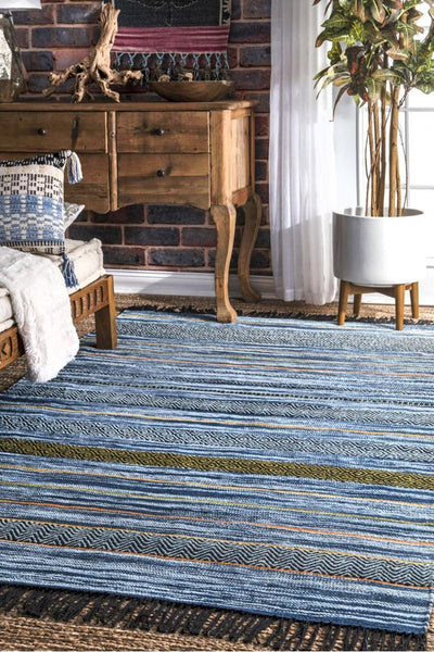 Tribal Chenille Rug - 102 Blue