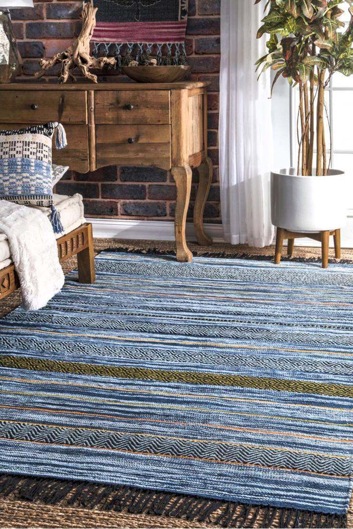 Tribal Chenille Rug - 102 Blue