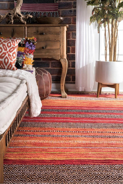 Tribal Chenille Rug - 101 Rust