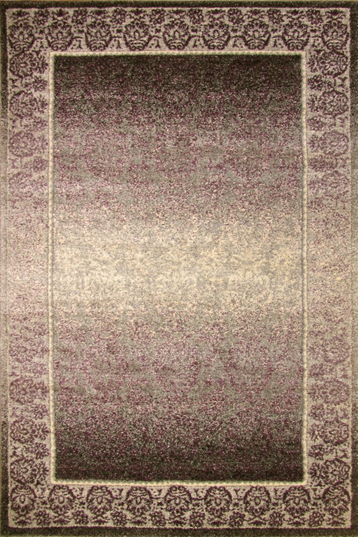 Tricolour Contemporary Border Rug - 109 Purple