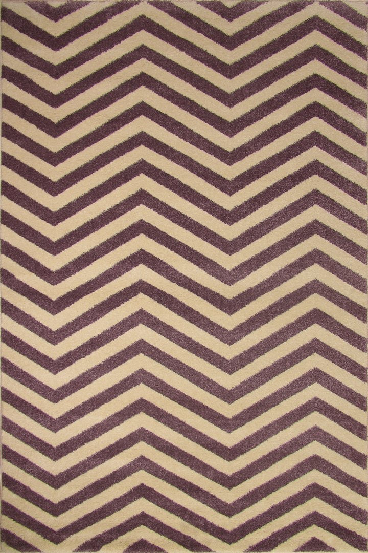 Tricolor Contemporary Chevron Rug - 103 Purple