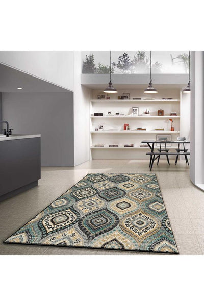Vintage Geometric Modern Rug - 109 Aqua