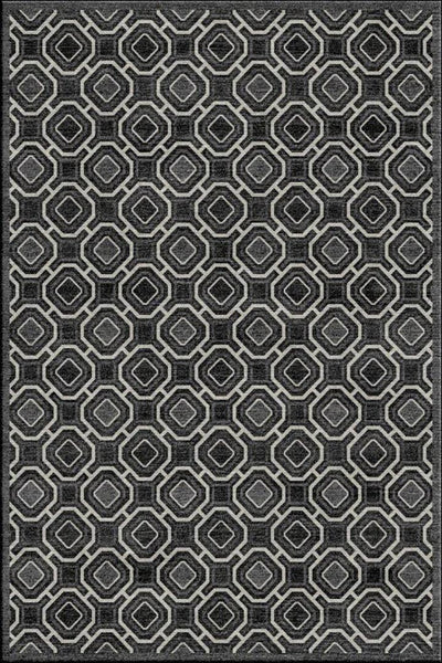 Vintage Geometric Modern Rug - 107 Black