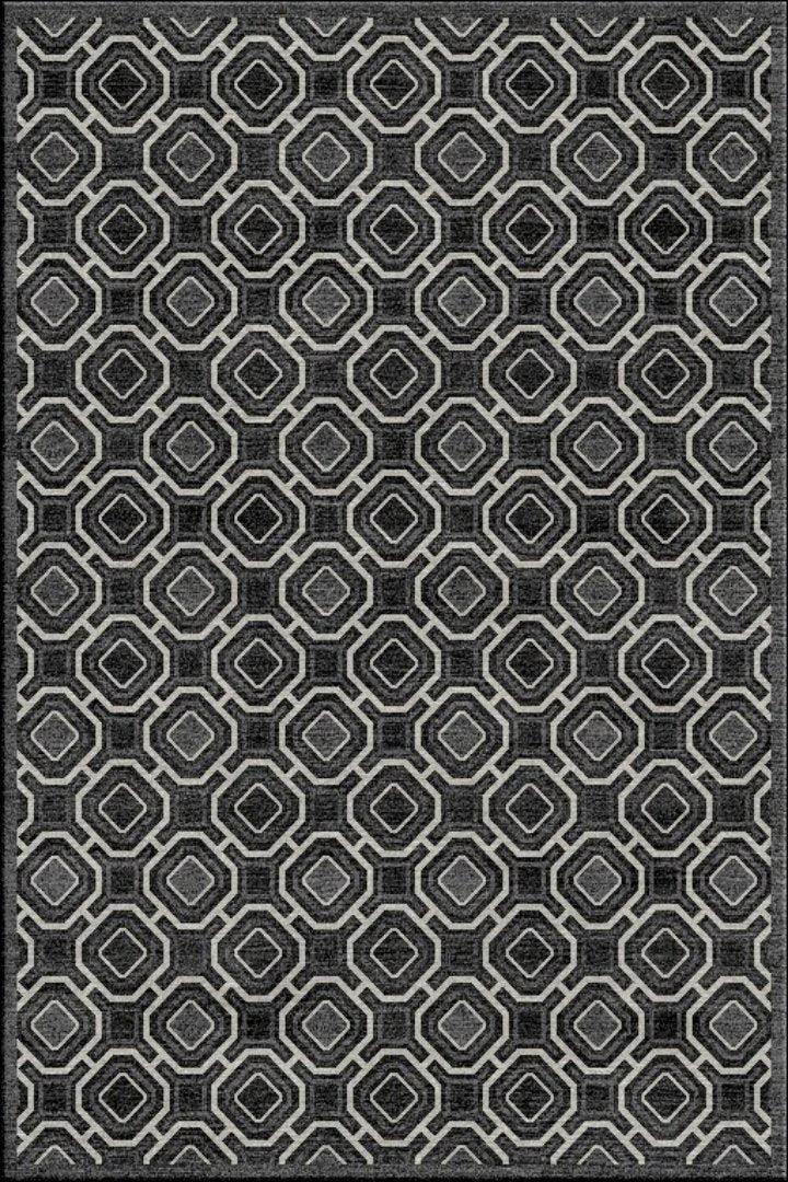 Vintage Geometric Modern Rug - 107 Black