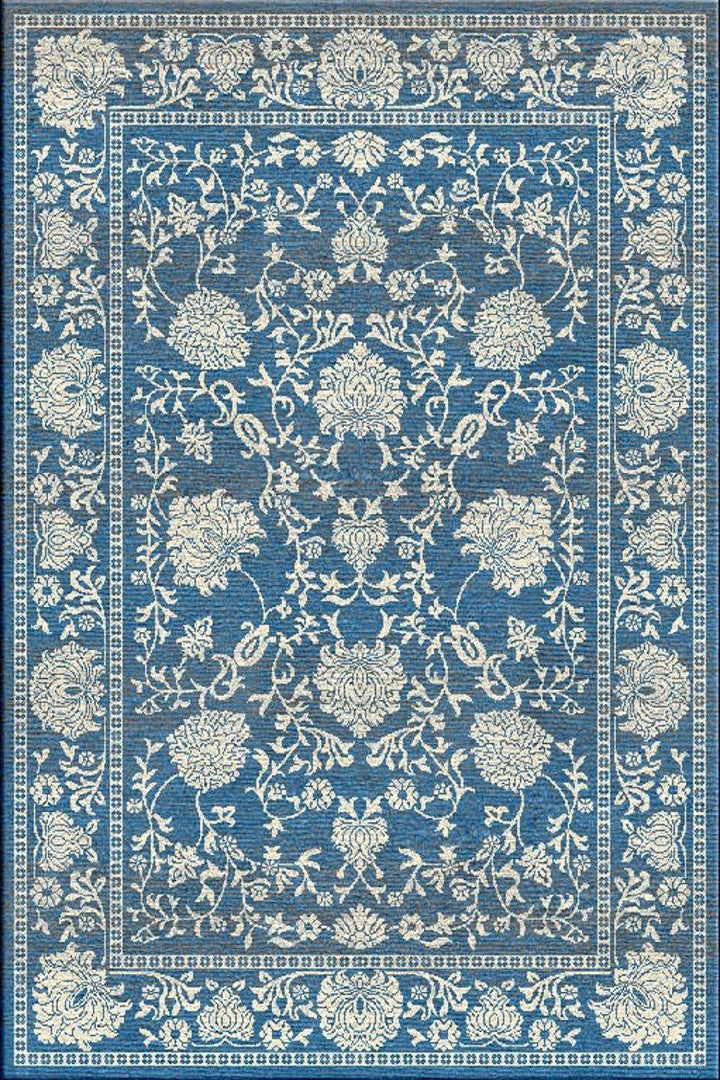 Vintage Traditional Floral Rug 3671F-Blue-Cotton | Buy Rugs Online ...