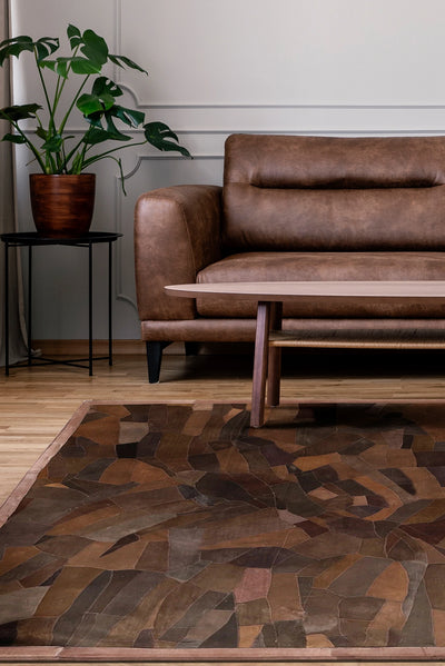 Vintage Patchwork Leather Rug 230x160cm