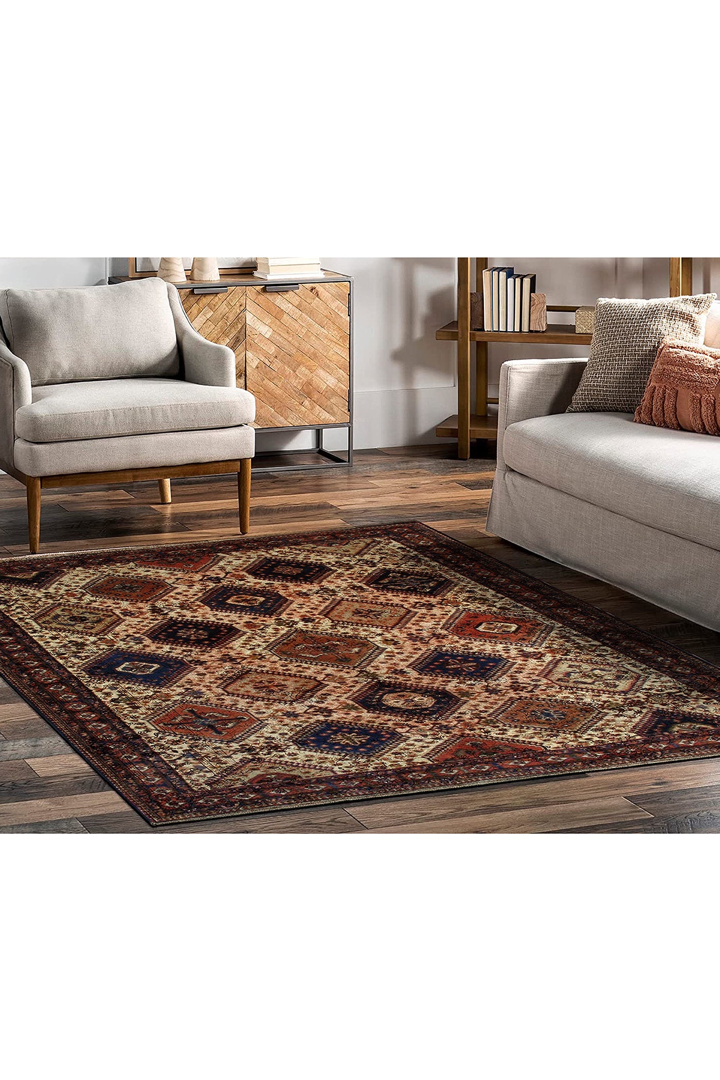 Yalameh Geometric Hand Knotted Wool Rug 287 x 193cm