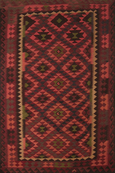 Hand Woven Geometric Wool Kilim Rug