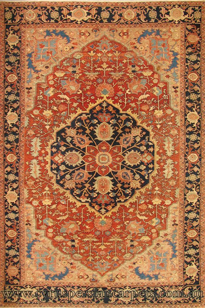 Antique Heriz Hand Knotted Wool Rug - 394x309 cms