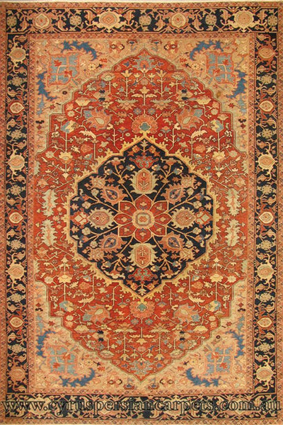 Antique Heriz Hand Knotted Wool Rug - 394x309 cms