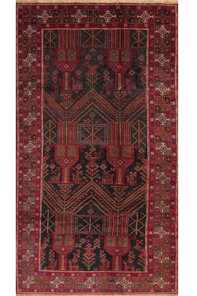 Baluch Hand Knotted Oriental Wool Rug 283x124 cms