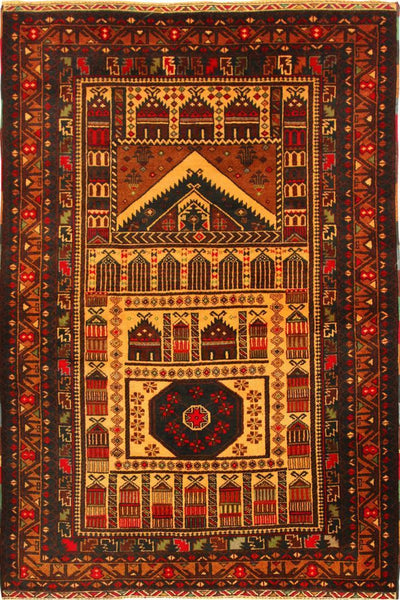Baluch Hand Knotted Wool Rug 140x90