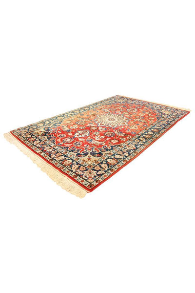 Isfahan Medallion Hand Knotted Wool Rug - 160x103 cms