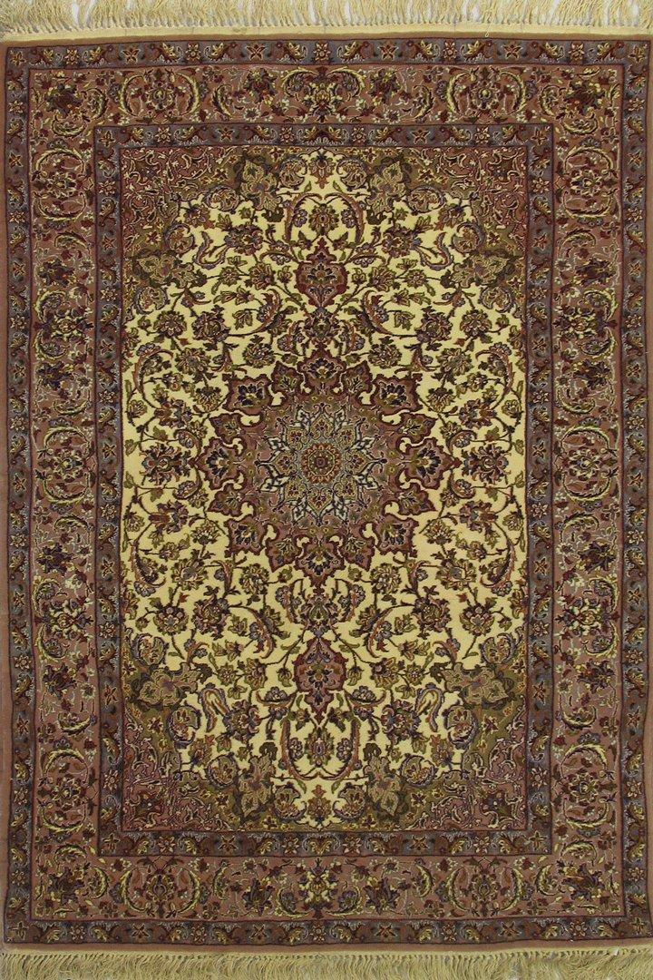 Isfahan Medallion Hand Knotted Wool Rug - 160x104 cms
