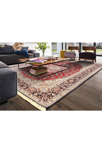 Isfahan Medallion Hand Knotted Wool & Silk Rug - 311x203 cm