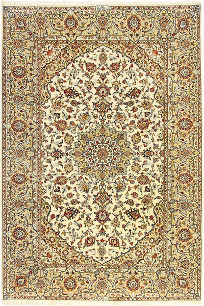 Kashan Medallion Hand-Knotted Wool - 210x143 cm