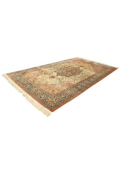 Kum Hand Knotted Medallion Silk Rug - 246x147