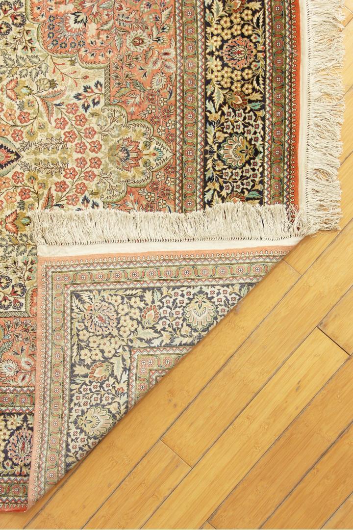 Kum Hand Knotted Medallion Silk Rug - 246x147