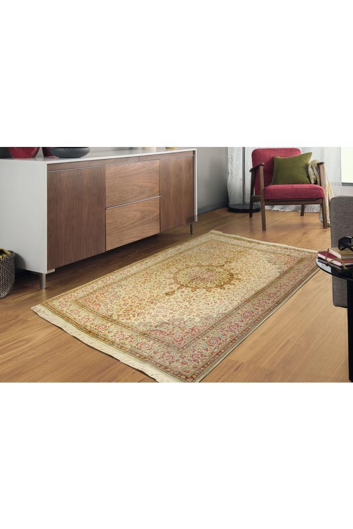 Kum Hand Knotted Medallion Silk Rug - 200x138 cm