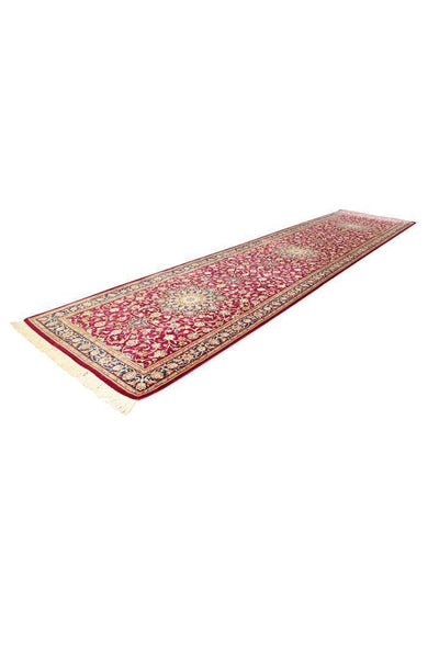 Kum Hand Knotted Silk Hallway Runner Rug - 308x74