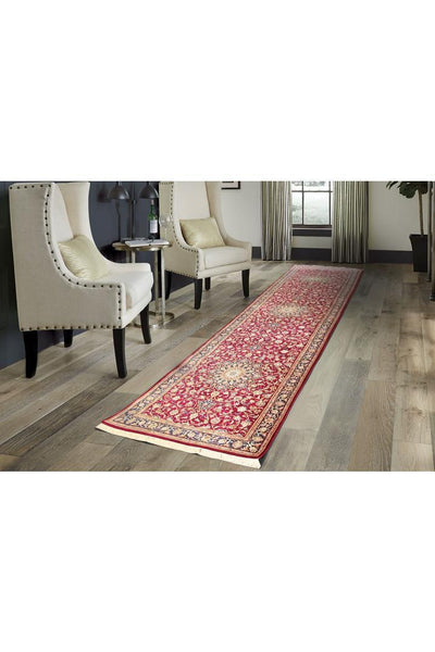 Kum Hand Knotted Silk Hallway Runner Rug - 308x74