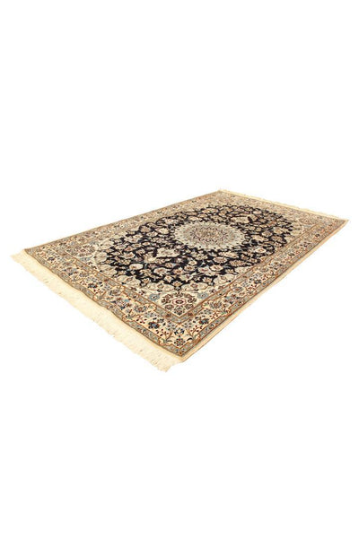 Nain Medallion Hand Knotted Wool & Silk Rug 155x102 cm