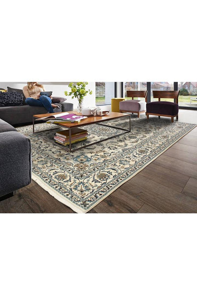Nain Medallion Hand Knotted Wool & Silk Rug 282x192 cm