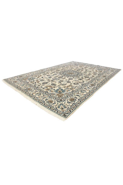 Nain Medallion Hand Knotted Wool & Silk Rug 282x192 cm