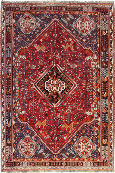 Shiraz Medallion Hand Knotted Wool Rug  254x163 cm