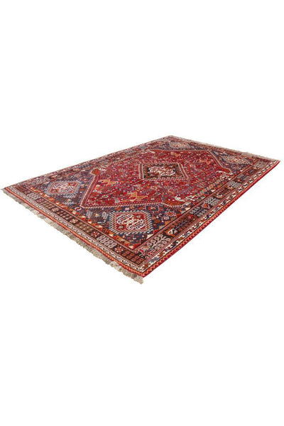 Shiraz Medallion Hand Knotted Wool Rug  254x163 cm