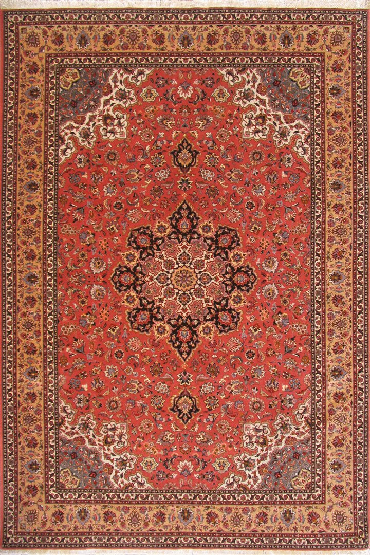 Tabriz Medallion Hand Knotted Wool & Silk Rug 307x206 cm